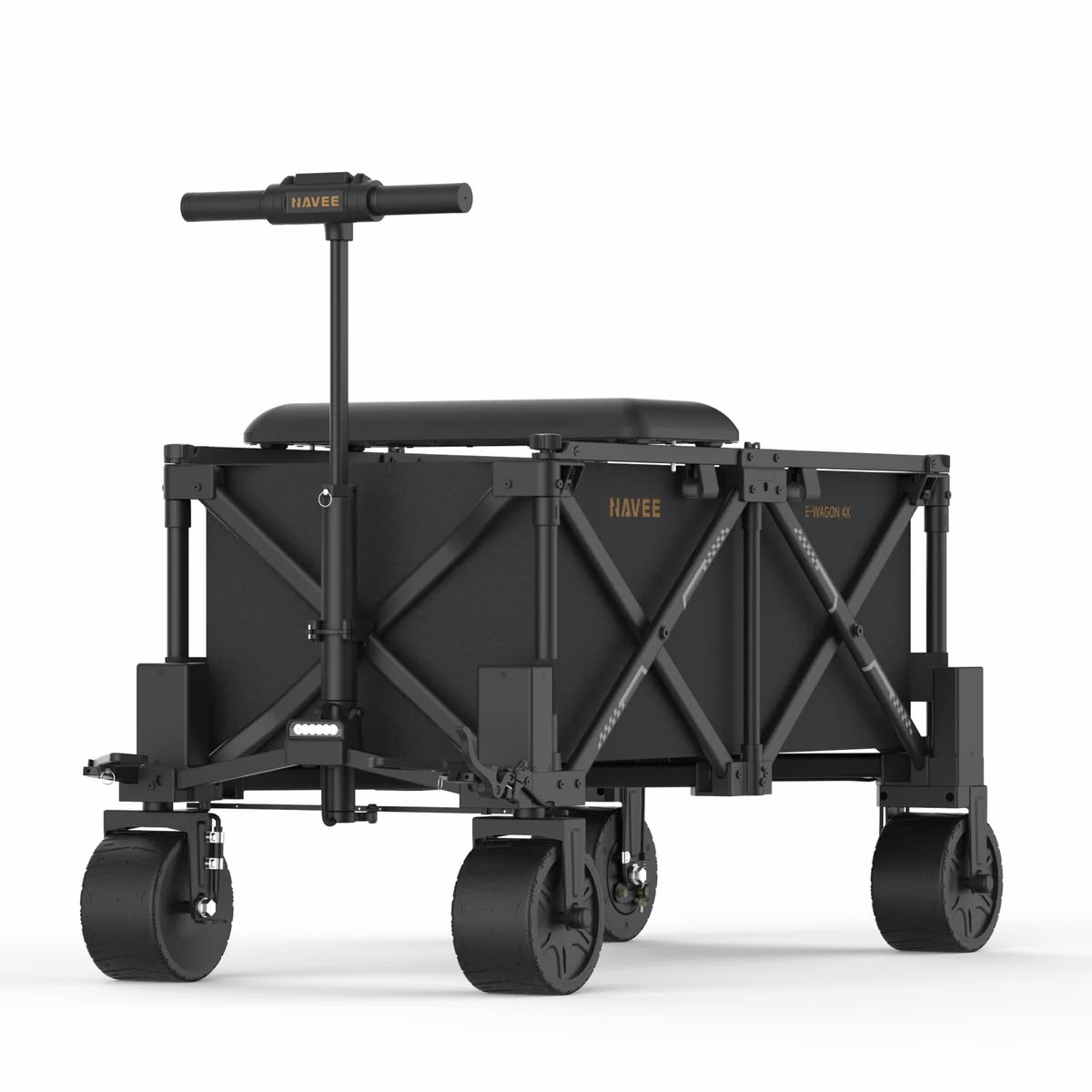 E-Wagon 4X visto de frente, com assento e farol LED